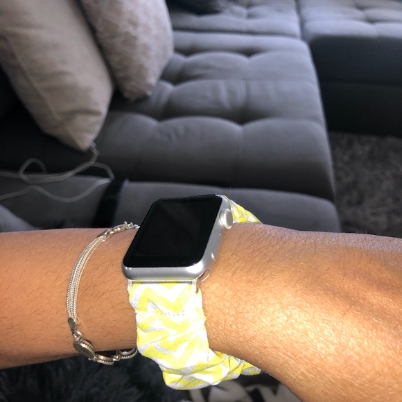 Yellow/White Scrunchie Watch band 38mm/40mm - Picture 2 of 8